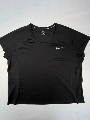 Nike Dri-FIT Women's Running Top Black 2X Mesh Ventilated Short Sleeve Loose Fit - Image 1 of 4