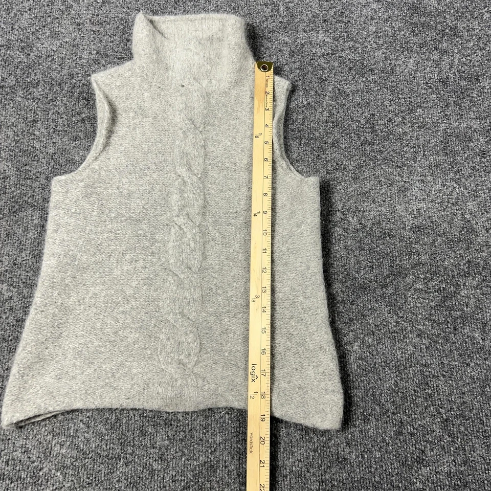 Eddie Bauer Sweater Womens Small Gray Wool Angora Blend Cable Knit Pullover Vest - Image 3 of 4