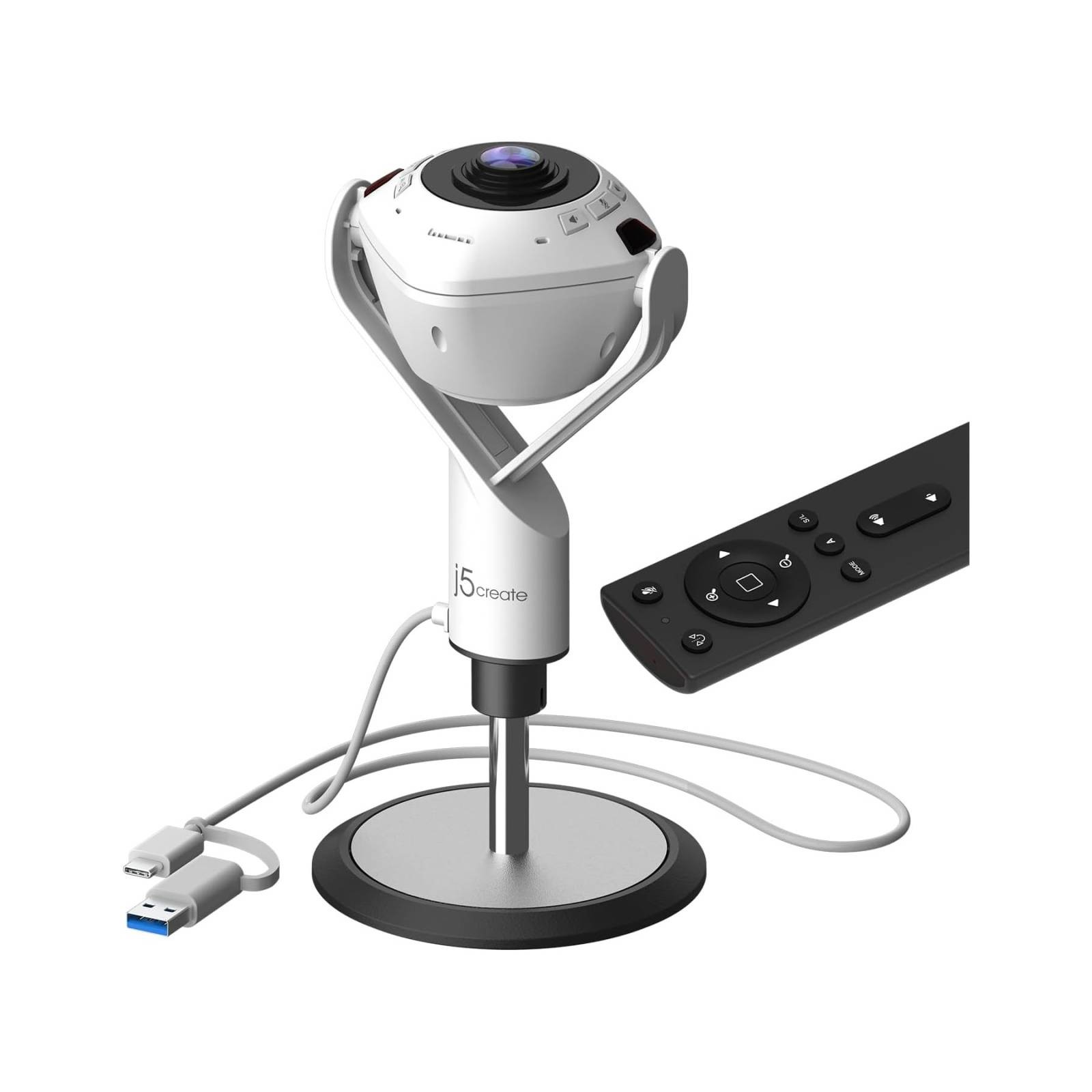 j5create JVU368 360 Degree AI-Powered Webcam with Speakerphone