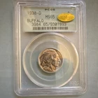 PCGS MS65 CAC 1938-D Buffalo Nickel 5C Denver Business Strike