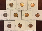 10 Lincoln Cent Wheats from the 1950s UNC RD 1951 52 53 54 55-S to 58 FREE SHIP!