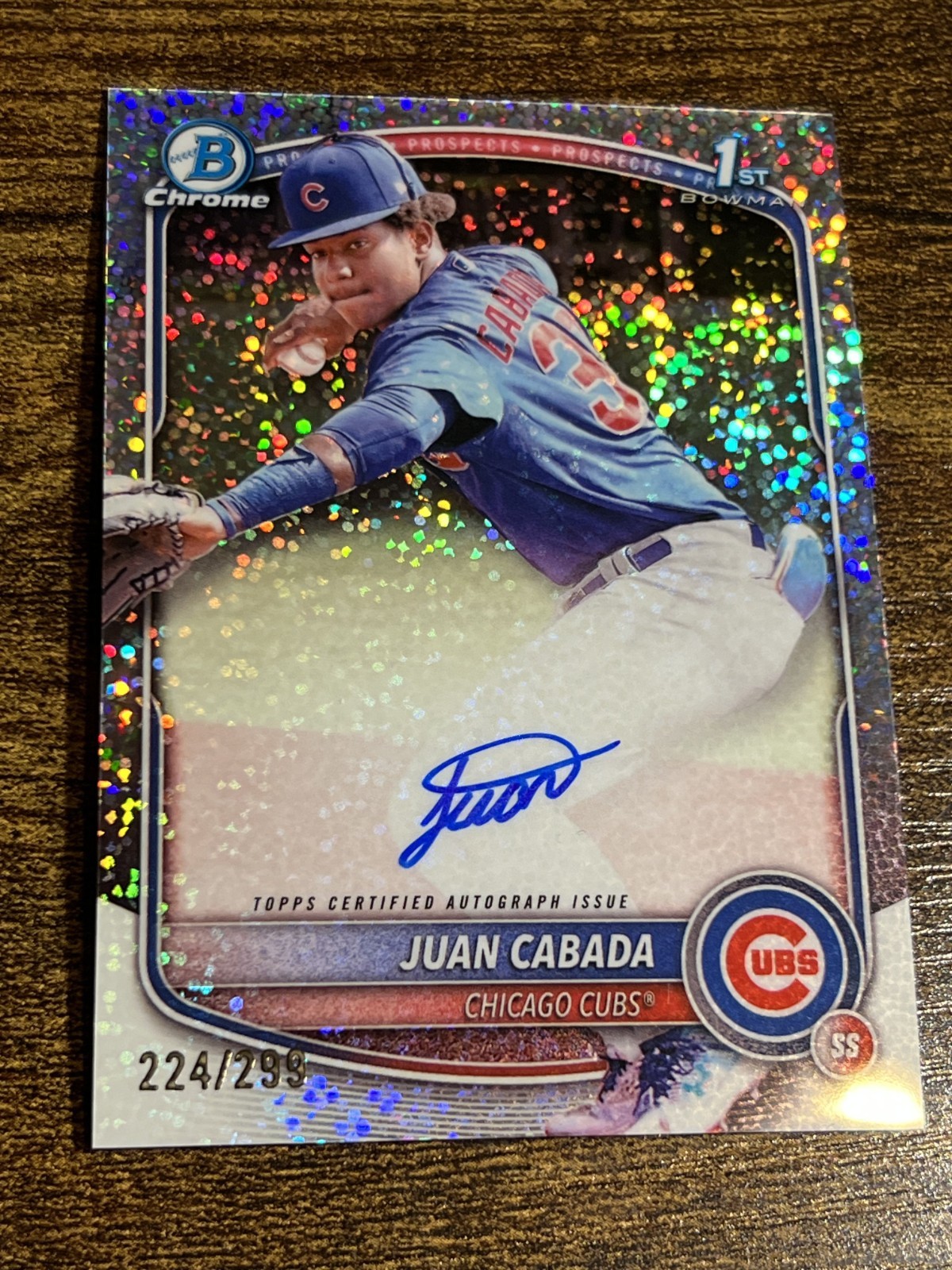 JUAN CABADA 2025 Bowman Chrome #CPA-JC Cubs 1st Speckle Refractor Auto /299