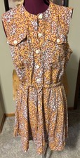 Nine West Size L Leopard Print Sleeveless Shirt Dress