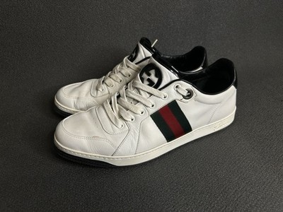Men s Gucci Coda Leather Sneakers Web stripe GG Shoes White Sz 42 Eu  US 8