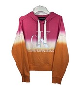 Calvin Klein Jeans Monogram Logo Tie Dye Block Hoodie, Sherbert Combo, Sz S/CH