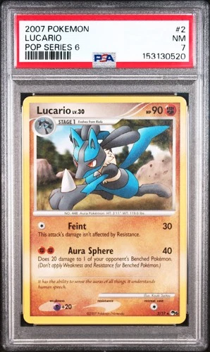 2007 POKEMON POP SERIES 6 #2 LUCARIO PSA 7