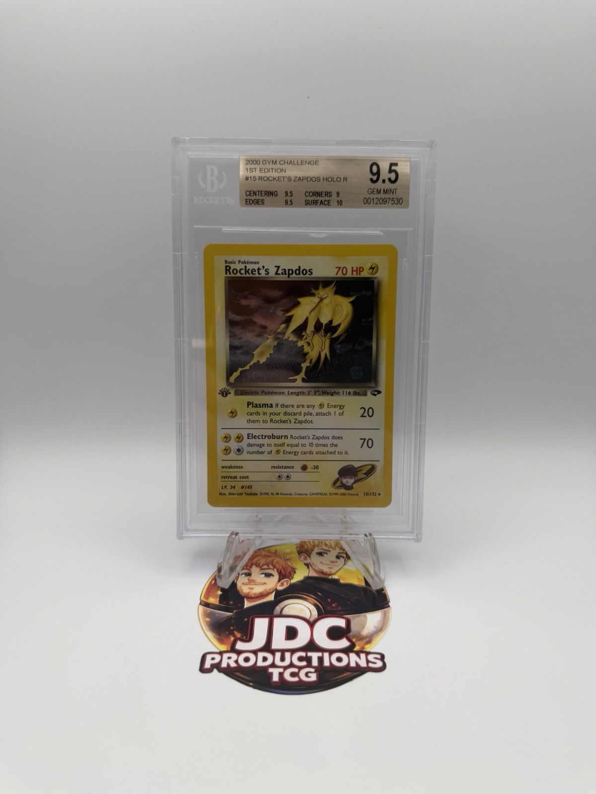 Pokemon Rocket’s Zapdos Gym Challenge 1st Edition Holo Rare #15 BGS 9.5
