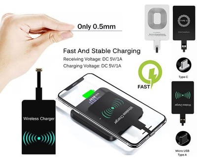 QI Wireless Adapter Fast Charger Receiver For Samsung Android USB Type C zz