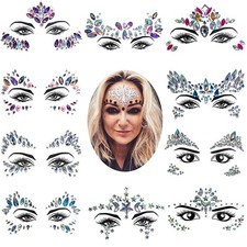 Body Adhesive Glitter Stickers Tattoo Face Gems Crystal Party Festival Jewelry