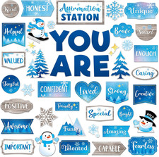 45Pcs Winter Affirmation Station Bulletin Board Set Motivational Posters Classro
