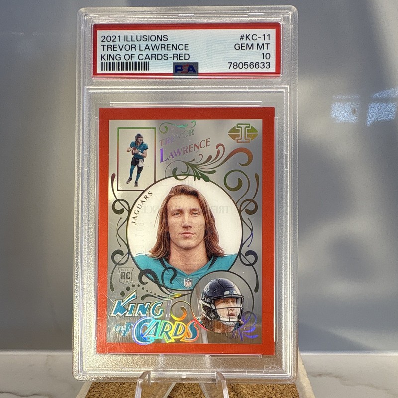 Panini 2021 Illusions King of Cards Trevor Lawrence KC-11 Red /149 PSA 10