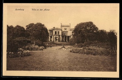 Hamburg-St.Georg, Villa an der Alster, Ansichtskarte 