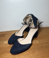 Nine West Addison Shoes Womens Size 8.5M Suede Block Heel Ankle Strap Dressy