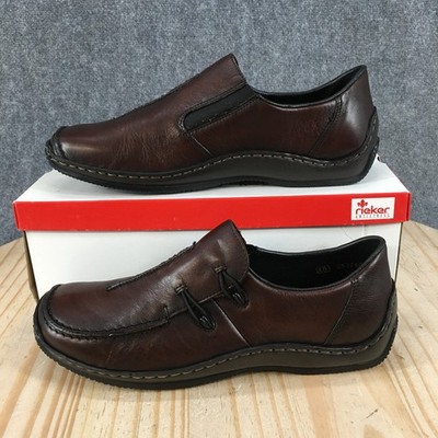 Rieker Antistress Shoes Womens 40 Celia Slip On Flat Loafers Brown Leather NEW