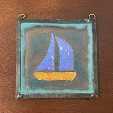 Sailboat Glass Window Decor Suncatcher 4 x 4  
