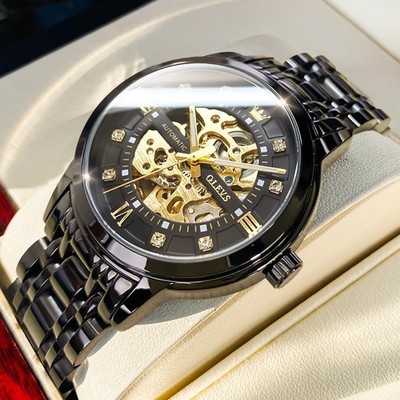 OLEVS 9901 Fashion Multi-functiom Accurate Transparent Vintage Mechanical Watch