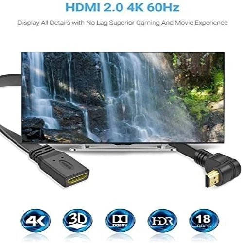 Cable de extensión HDMI de alta velocidad ángulo de 90 grados extensión macho a hembra... Foto 4 de 4