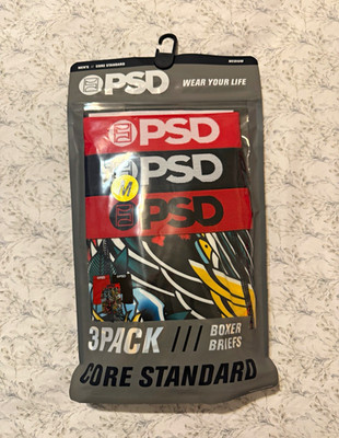PSD Core Standard Men's Boxer Briefs 3-Pack Size M Microfiber Stretch Graphic