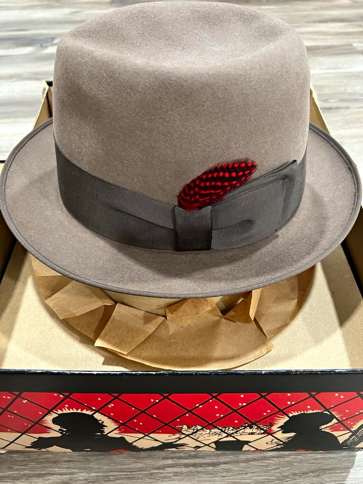 Vintage Portis Supreme Swan’s Down Fur Felt Fedora Gray 7 1/8 w/ Original Box