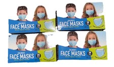DISPOSABLE KIDS FACE MASKS LOT OF 4 BOXES 24pc NEW SEALED FAST SHIPPING JUSTPLAY