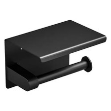 Toilet Paper Holder With Shelf Matte Black Stainless Steel Wall Mount Bathroom