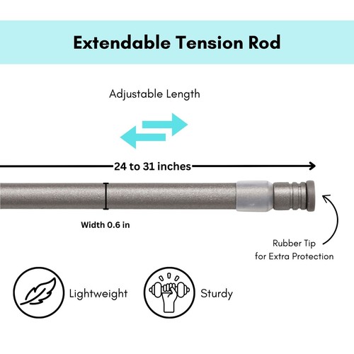 Adjustable Tension Rod - Perfect for Lightweight Voile Curtains - Easy Setup - Picture 46 of 57
