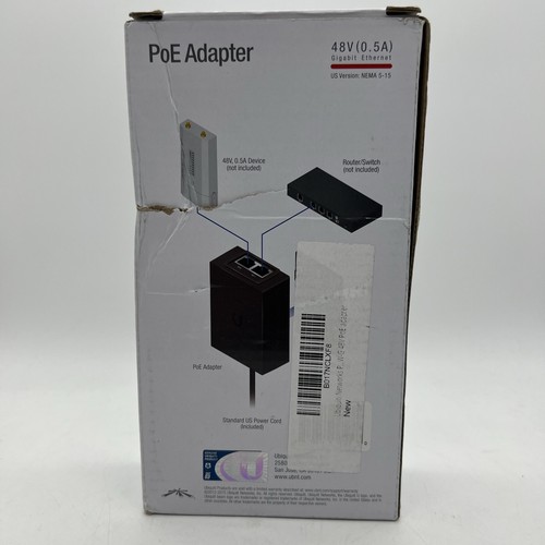 Ubiquiti 48V 24W PoE Adapter Peak Pulse Current Surge Protection (POE-48-24W) - Picture 2 of 2