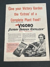 1943 Vigoro Fertilizer Vintage Magazine Ad War Ad Victory Garden Plant Food