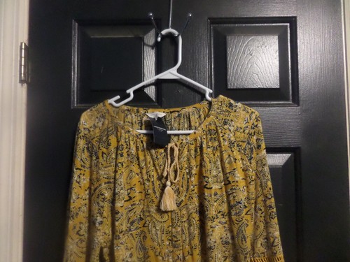 Lucky Brand Women's Lightweight Long Sleeve top tassel tie Size XL NWT - 第 2/7 張圖片