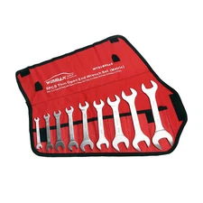 9pc Open End Wrench Set SAE 1/4"-1-1/16", Metric 5.5mm-27mm Set w/ Rolling Pouch
