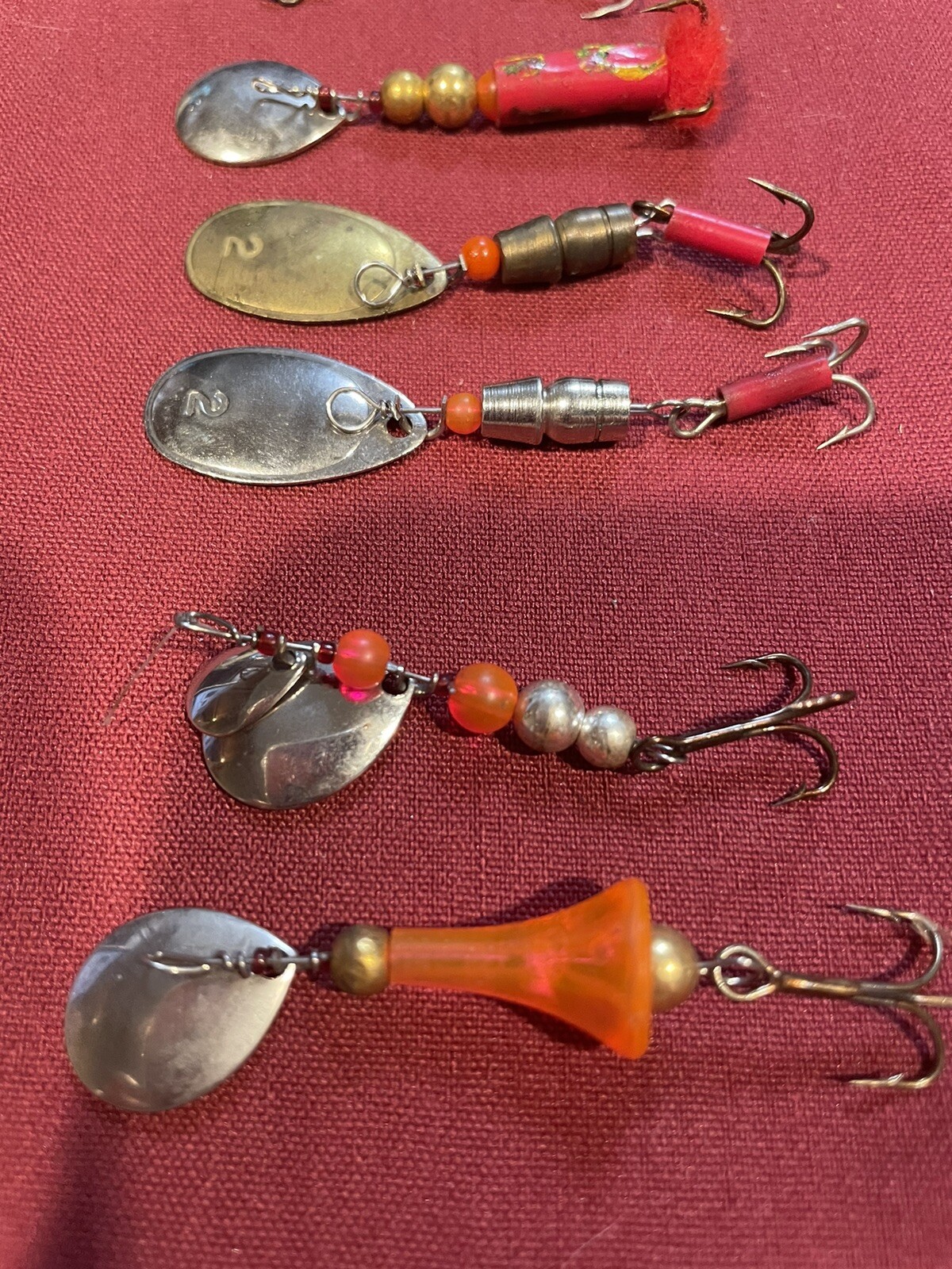 Vintage LOTof 10 Fishing Lures Spinners Evans 3/0, Hildebrandt 2, Misc