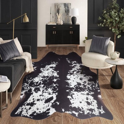 Faux Cowhide Rug Cowhide Rug 4.6x5.2ft Cow Print Rug Cow Hide Rug Premium Are...