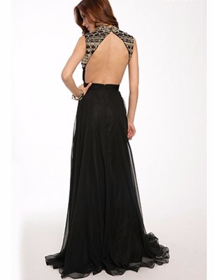 open lace back dress Plus-Size Long A-Line Prom Dress with Sequin Bodice– PromGirl main image 1
