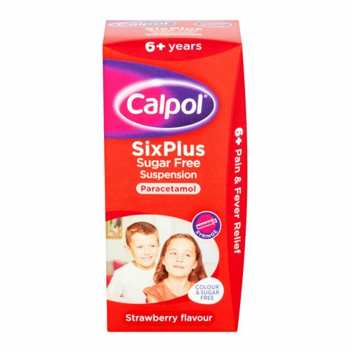 CALPOL SIXPLUS 80ml Paracetamol Sugar Free Suspension Strawberry Flavour