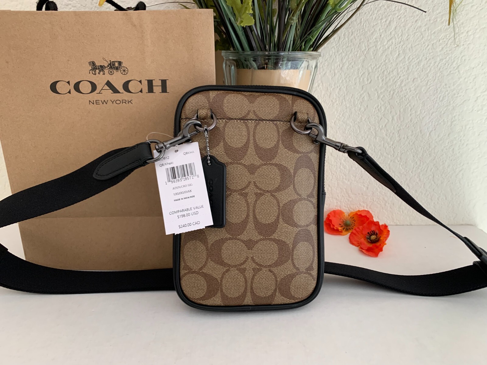 Coach CO912 Aden Crossbody in Signature Canvas & Leather Khaki  
