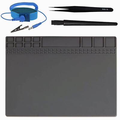 Anti-Static Mat Work Mat Repair Work Mat and 3 Auxiliary Tools Anti-Static Wrist