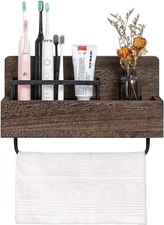 Dahey Wall Wooden Mounted RusticToothbrush Organizer/Towel Holder