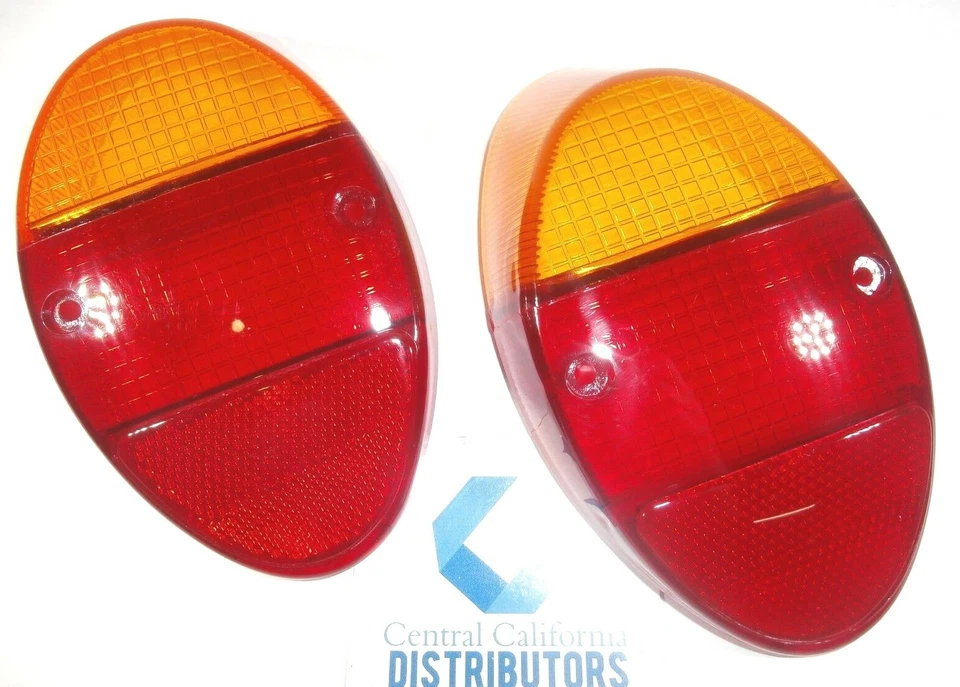 JUEGO DE LENTES DE LUZ TRASERA EURO (PAR) ROJO/ÁMBAR VOLKSWAGEN T1 BUG BEETLE 1962-1967 Foto 2 de 3