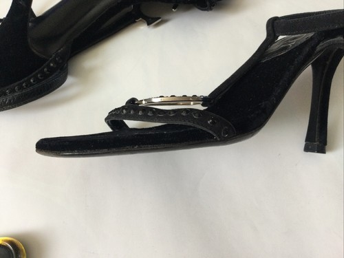 Stunning Pair Of Christian Dior Black Diamanté Logo Strappy Heels Sandals 35 1/2 - Picture 19 of 24