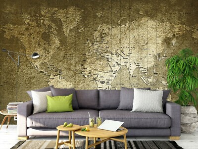 3D Warp And Weft 229NAO World Map Wallpaper Mural Removable Self-adhesive Amy