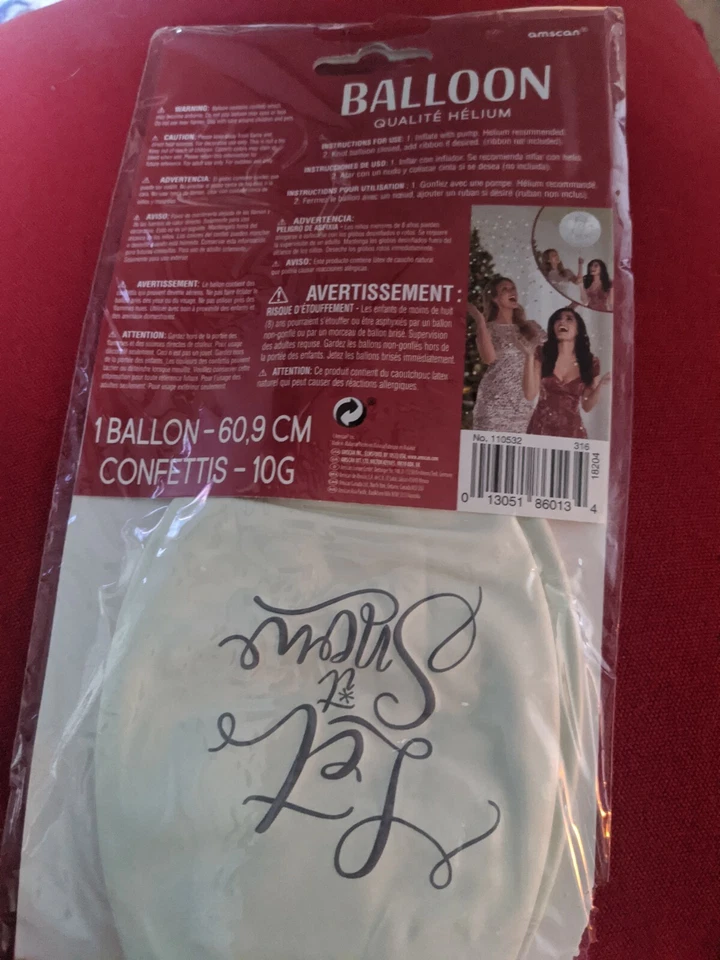 CHRISTMAS Shining Snow JUMBO CONFETTI FILLED BALLOON ~ Party Supplies Decoration - Image 2 of 2