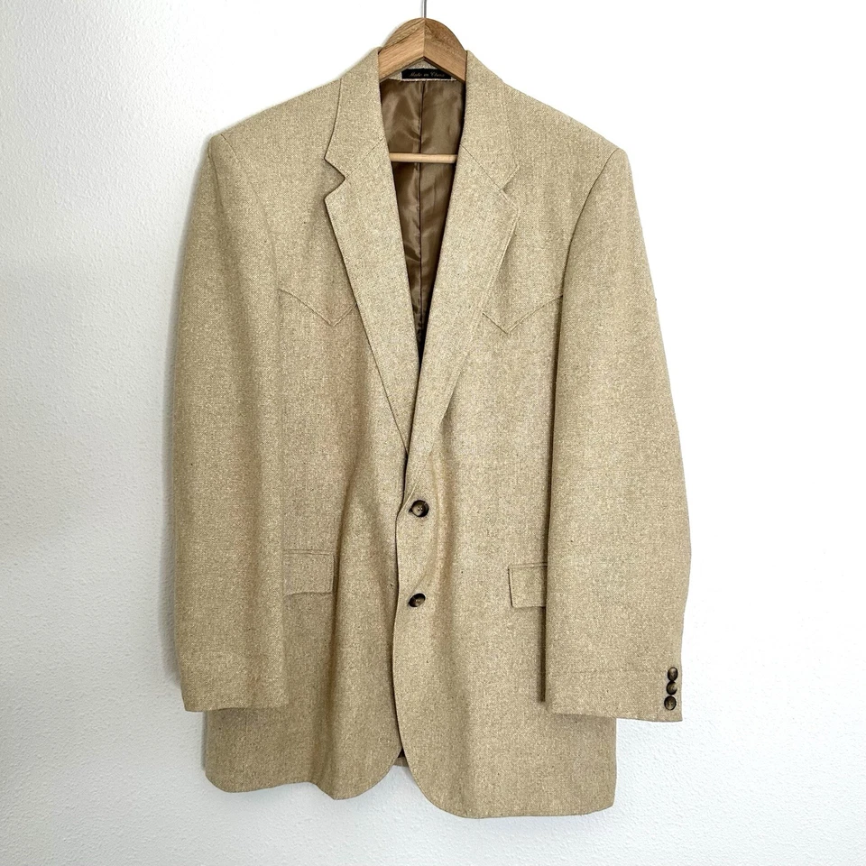 Blazer Abrigo Deportivo Circle S Dallas Ranch & Western Wear Para Hombres 2 Bttn 100% Seda 42L Foto 2 de 4