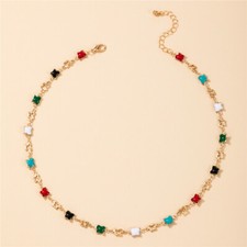 Handmade Bohemian Colorful Gold Beaded Necklace Boho Choker Statement Jewelry