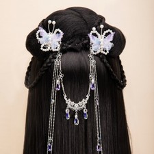 Lungo Perline Nappa Fermagli per Capelli Fronte Decorazione a Strati Catena