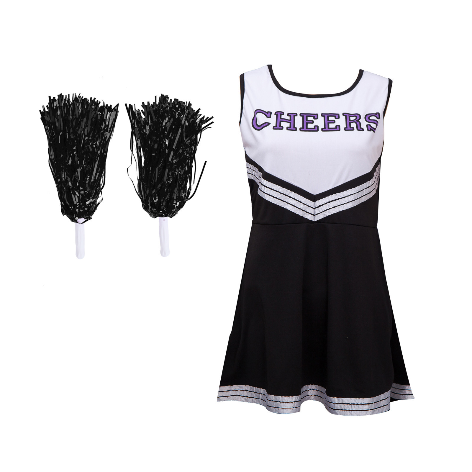 CHEERLEADER FANCY DRESS OUTFIT UNIFORM HIGH SCHOOL CHEER COSTUME WITH