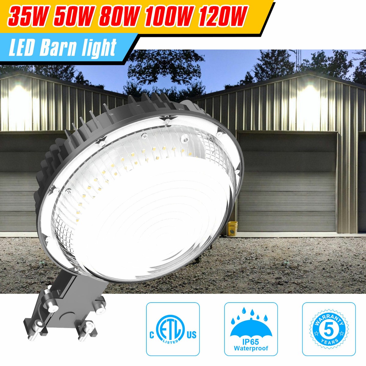 NUOGUAN LED Dusk To Dawn Security Light - 35W-120W, IP65, Barn Style, Photocell, ETL Certified