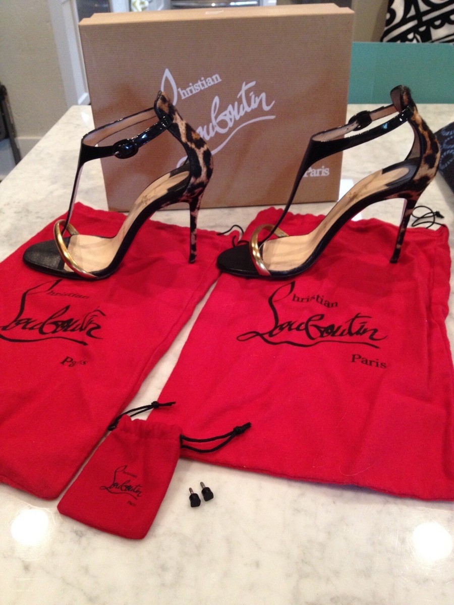Christian Louboutin Athena Tstrap Sandal-Black Patent