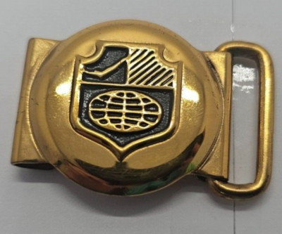 Vtg HIGH DIVE Buckle ART Diver Swimming Pool Diving Brass RARE Round