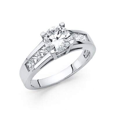 GOLD - 14K White Gold Cubic Zirconia Engagement Ring | eBay