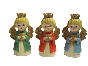 VTG Set Of 3Ardco Japan Christmas Choir Angels Candlestick Holders 7" C-2289